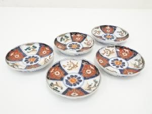 明治期　伊万里焼　染錦松竹梅文小皿5客